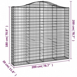 3 db íves horganyzott vas gabion kosár 200x30x180|200 cm