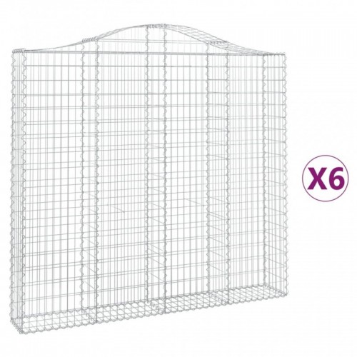 6 db íves horganyzott vas gabion kosár 200x30x180|200 cm