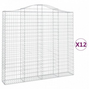 12 db íves horganyzott vas gabion kosár 200x30x180|200 cm