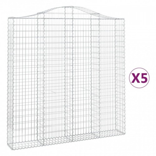 5 db íves horganyzott vas gabion kosár 200x30x200|220 cm