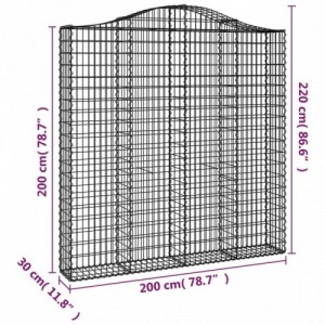 7 db íves horganyzott vas gabion kosár 200x30x200|220 cm