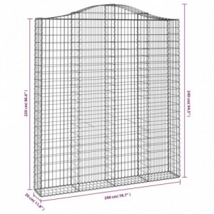 2 db íves horganyzott vas gabion kosár 200x30x220|240 cm