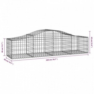 2 db íves horganyzott vas gabion kosár 200x50x40|60 cm