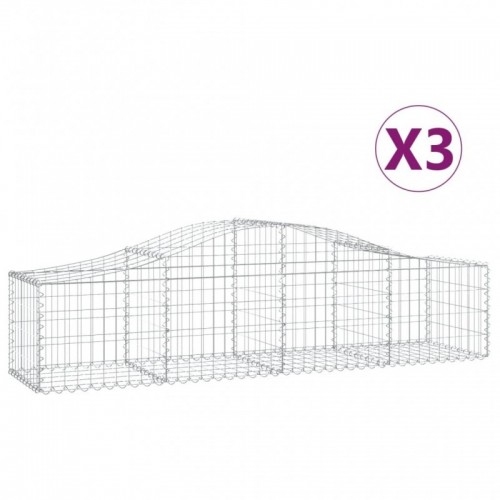 3 db íves horganyzott vas gabion kosár 200x50x40|60 cm