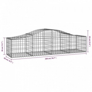 3 db íves horganyzott vas gabion kosár 200x50x40|60 cm