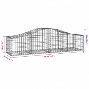 9 db íves horganyzott vas gabion kosár 200x50x40|60 cm