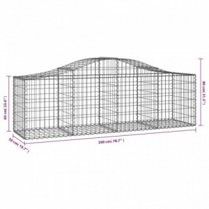 3 db íves horganyzott vas gabion kosár 200x50x60|80 cm