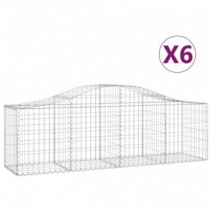 6 db íves horganyzott vas gabion kosár 200x50x60|80 cm