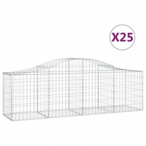 25 db íves horganyzott vas gabion kosár 200x50x60|80 cm