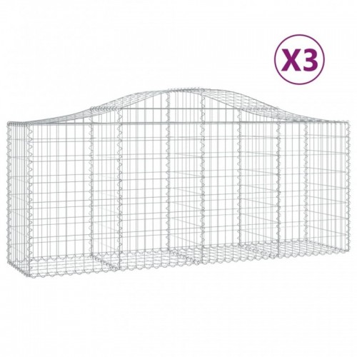 3 db íves horganyzott vas gabion kosár 200x50x80|100 cm