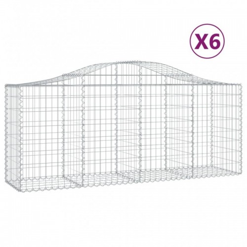 6 db íves horganyzott vas gabion kosár 200x50x80|100 cm