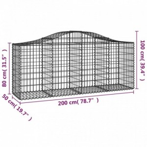 8 db íves horganyzott vas gabion kosár 200x50x80|100 cm