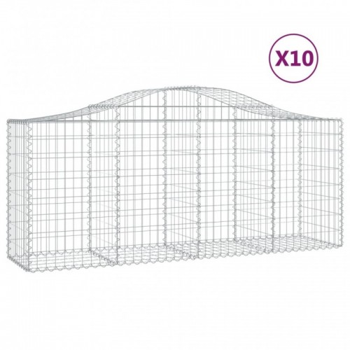 10 db íves horganyzott vas gabion kosár 200x50x80|100 cm