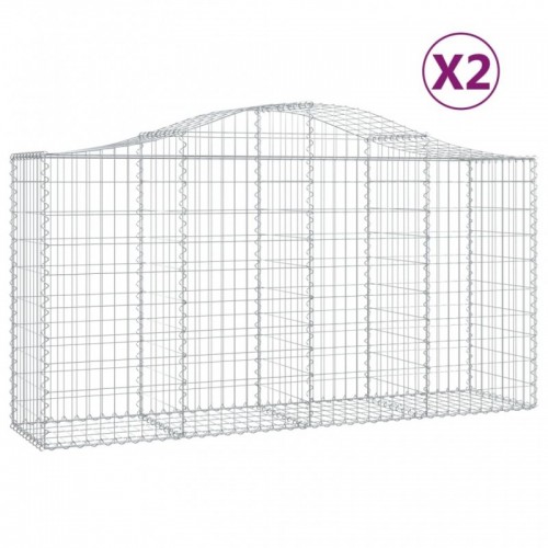 2 db íves horganyzott vas gabion kosár 200 x 50 x 100|120 cm