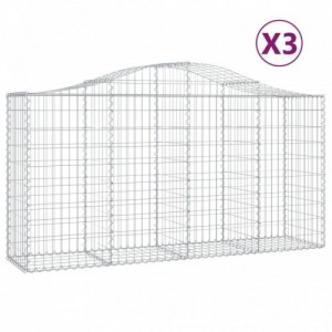 3 db íves horganyzott vas gabion kosár 200 x 50 x 100|120 cm