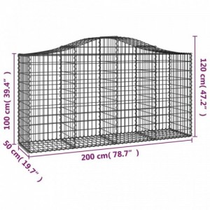 3 db íves horganyzott vas gabion kosár 200 x 50 x 100|120 cm