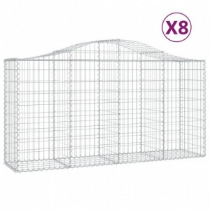 8 db íves horganyzott vas gabion kosár 200 x 50 x 100|120 cm