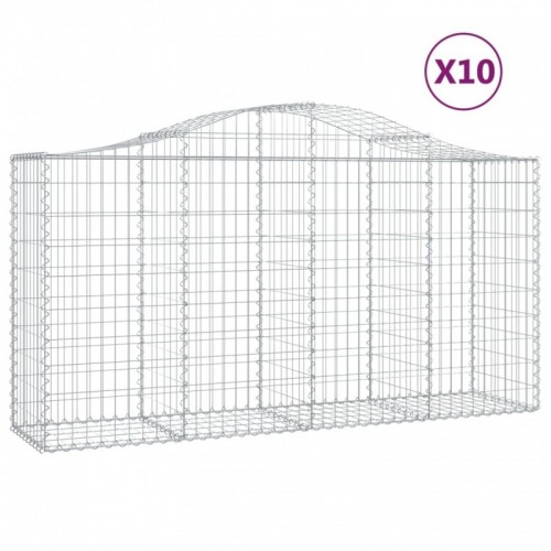 10 db íves horganyzott vas gabion kosár 200 x 50 x 100|120 cm