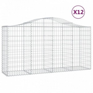 12 db íves horganyzott vas gabion kosár 200x50x100|120 cm