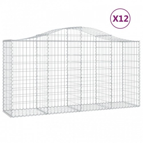 12 db íves horganyzott vas gabion kosár 200x50x100|120 cm