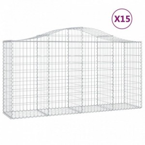 15 db íves horganyzott vas gabion kosár 200x50x100|120 cm