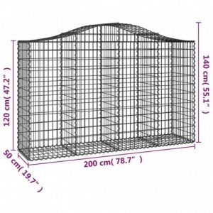 4 db íves horganyzott vas gabion kosár 200x50x120|140 cm