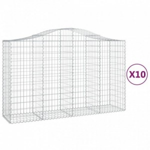 10 db íves horganyzott vas gabion kosár 200x50x120|140 cm