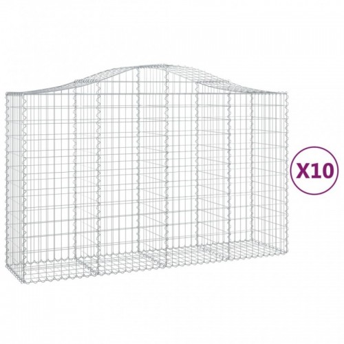 10 db íves horganyzott vas gabion kosár 200x50x120|140 cm