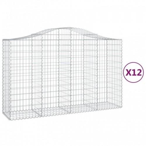 12 db íves horganyzott vas gabion kosár 200x50x120|140 cm