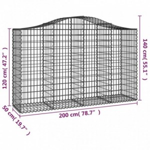 12 db íves horganyzott vas gabion kosár 200x50x120|140 cm