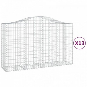 13 db íves horganyzott vas gabion kosár 200x50x120|140 cm