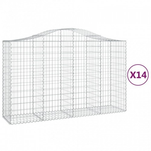 14 db íves horganyzott vas gabion kosár 200x50x120|140 cm