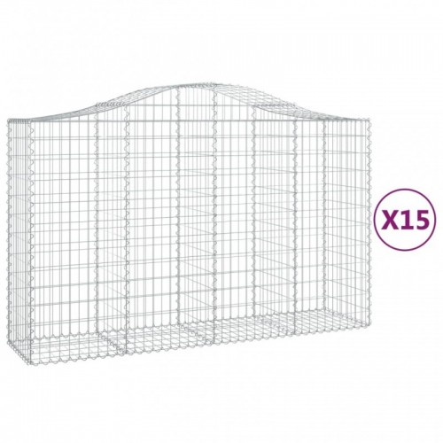 15 db íves horganyzott vas gabion kosár 200x50x120|140 cm