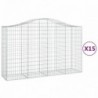 15 db íves horganyzott vas gabion kosár 200x50x120|140 cm