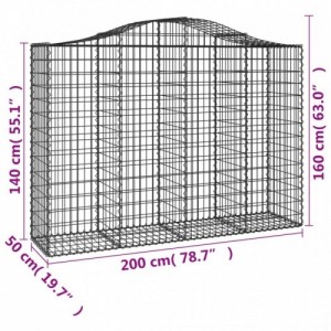 7 db íves horganyzott vas gabion kosár 200x50x140|160 cm