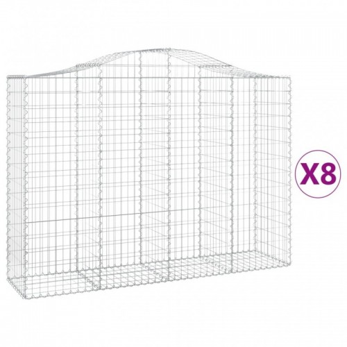 8 db íves horganyzott vas gabion kosár 200x50x140|160 cm