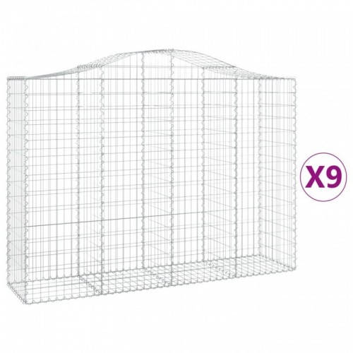 9 db íves horganyzott vas gabion kosár 200x50x140|160 cm