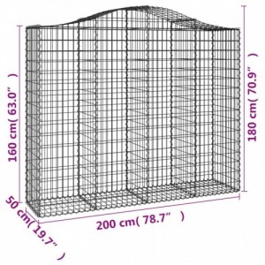 2 db íves horganyzott vas gabion kosár 200x50x160|180 cm