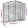 2 db íves horganyzott vas gabion kosár 200x50x160|180 cm