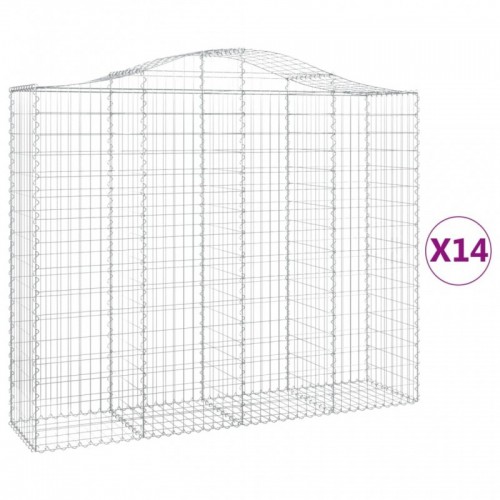 14 db íves horganyzott vas gabion kosár 200x50x160|180 cm