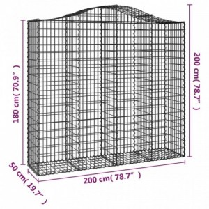 6 db íves horganyzott vas gabion kosár 200x50x180|200 cm