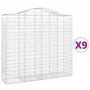 9 db íves horganyzott vas gabion kosár 200x50x180|200 cm