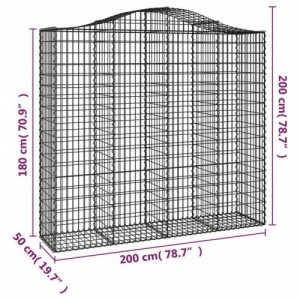 9 db íves horganyzott vas gabion kosár 200x50x180|200 cm