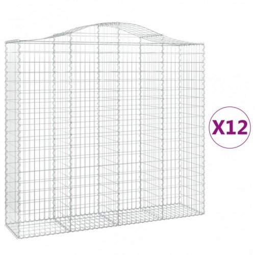 12 db íves horganyzott vas gabion kosár 200x50x180|200 cm