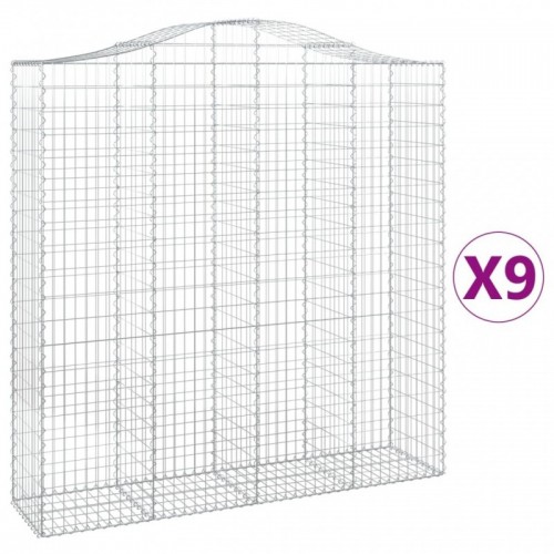 9 db íves horganyzott vas gabion kosár 200x50x200|220 cm