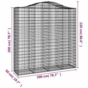 9 db íves horganyzott vas gabion kosár 200x50x200|220 cm