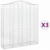 3 db íves horganyzott vas gabion kosár 200x50x220|240 cm