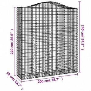 3 db íves horganyzott vas gabion kosár 200x50x220|240 cm