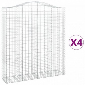 4 db íves horganyzott vas gabion kosár 200x50x220|240 cm