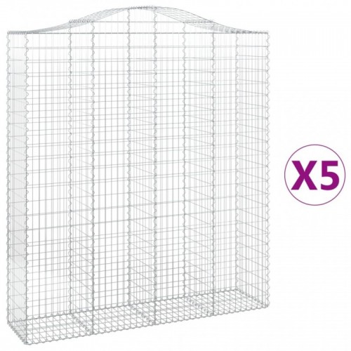 5 db íves horganyzott vas gabion kosár 200x50x220|240 cm